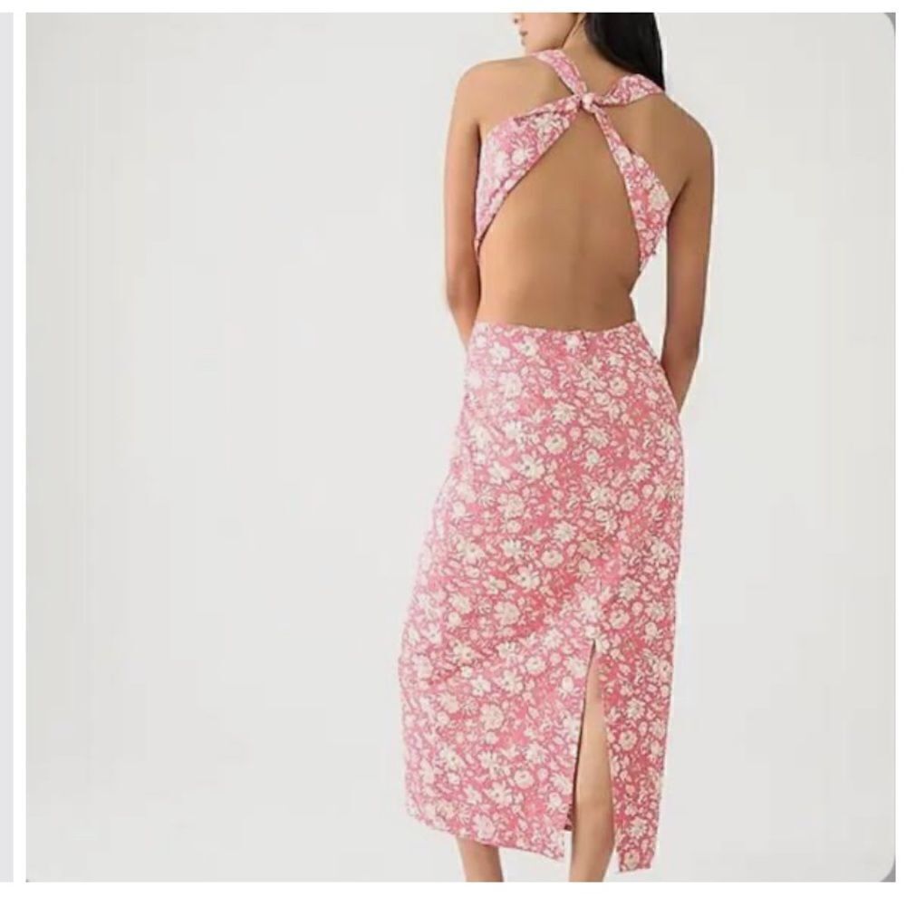 J Crew Twist Back Midi Dress in Tossed Floral NWT
